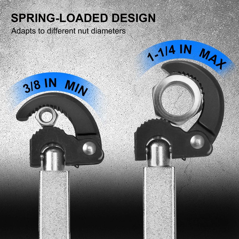 HAUTMEC Telescoping Basin Wrench, Sink Wrench, 3/8" to 1-1/4" Jaw Capacity, 10" to 17" Extendable Handle, Steel Sink Faucet Remover PL0025 - Image 4